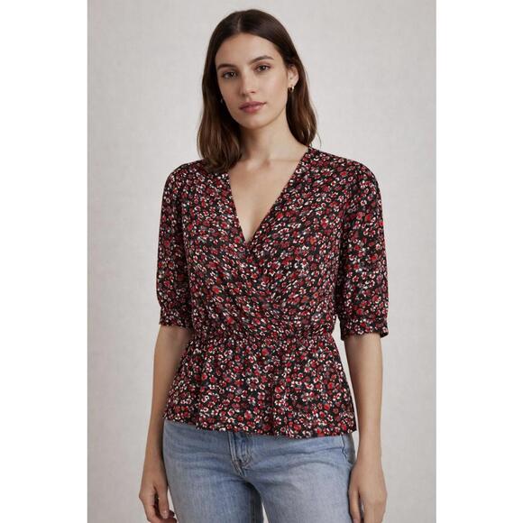 The Kooples Tops - The Kooples Flowers Dot Wrap Peplum Blouse 100% Viscose US Small FR 1 NWT $220